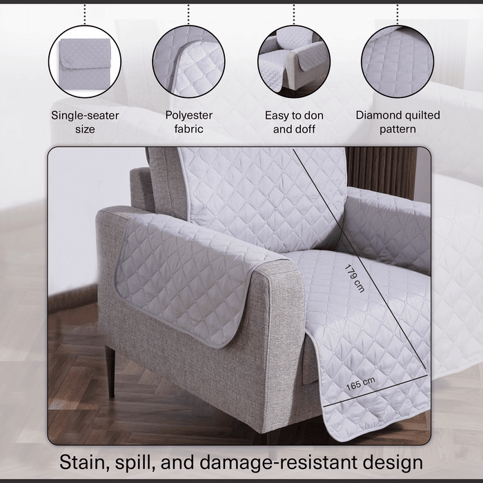 Room Essential 1 Seater Sofa Protector-165X179cm-Grey