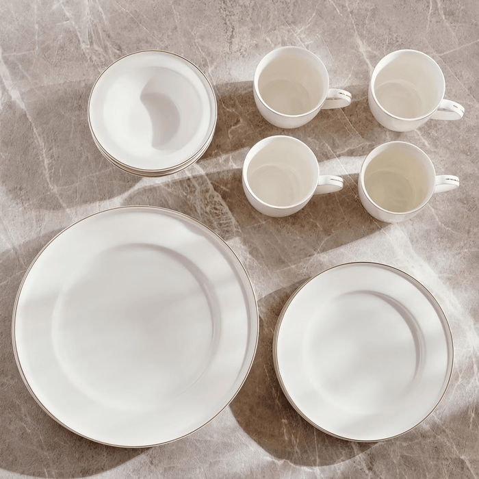 Safiya 16-Piece New Bone China Dinner Set -White