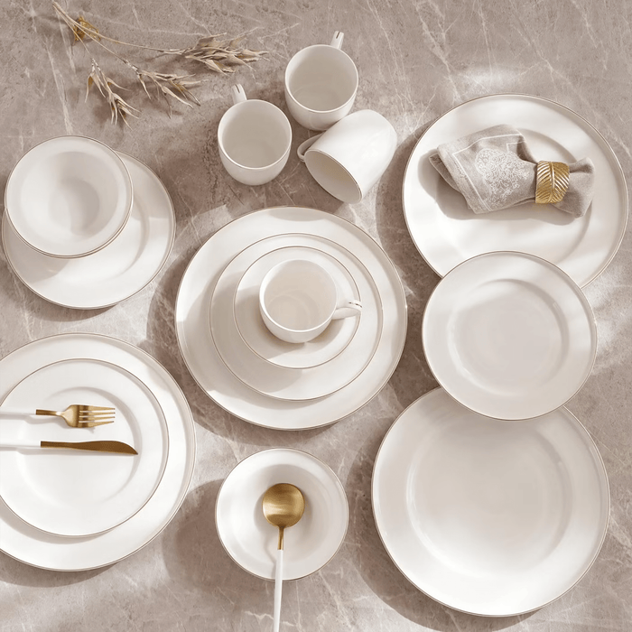 Safiya 16-Piece New Bone China Dinner Set -White