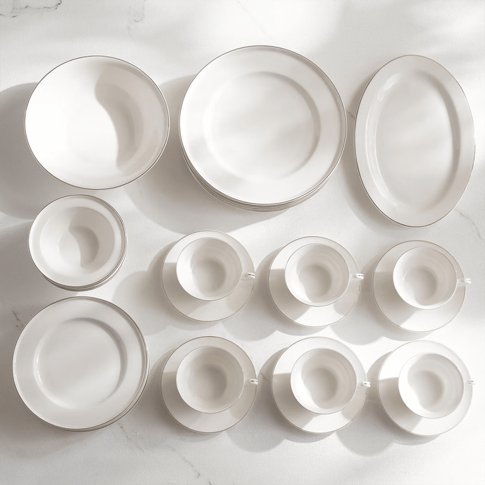 Safiya 32-Piece New Bone China Dinner Set -White