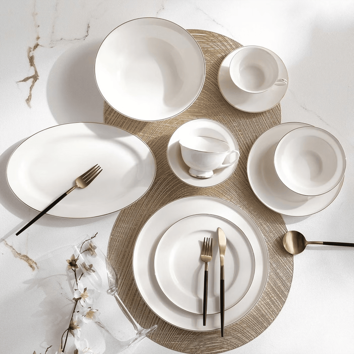 Safiya 32-Piece New Bone China Dinner Set -White
