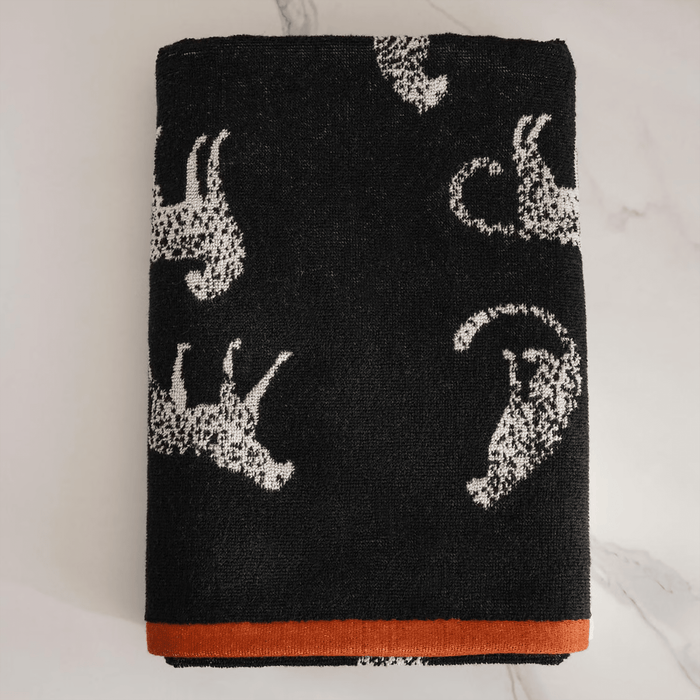 Savanna Leo Jq Hand Towel -Black