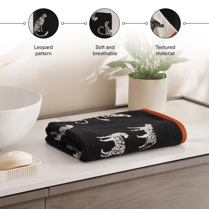 Savanna Leo Jq Hand Towel -Black