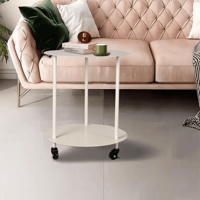 Serra End Table With 3 Wheels Metal