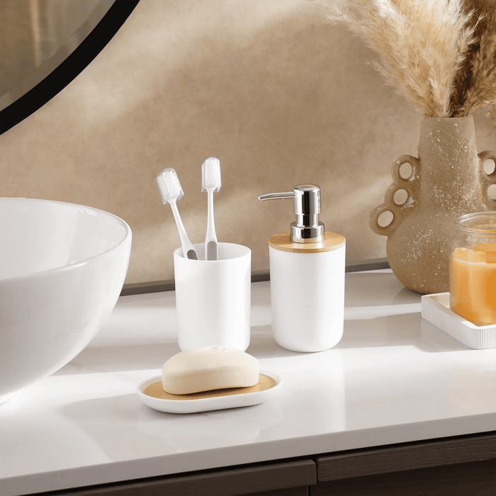 Sun 3 Piece Bath Accessories Set -White