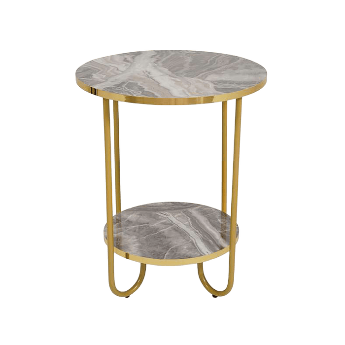Trestle Accent Table Round - Natural Gold