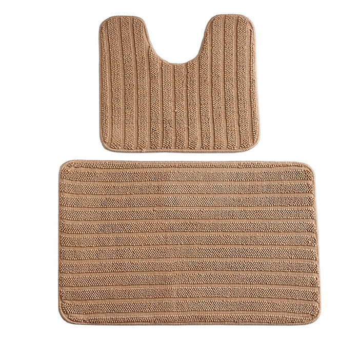 Trudo 2-Piece Stripe Comfy Bathmat Set- Beige