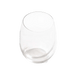 Clear plastic wine glass on a white background
