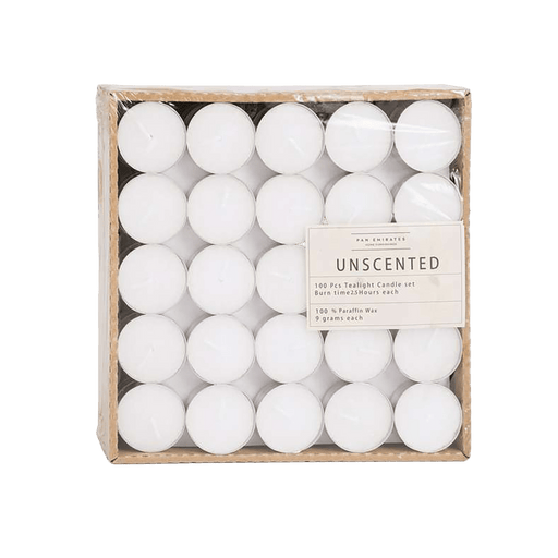 Unscented White 100-Piece Tealight Candle - 2.5 Hrs Pan Home