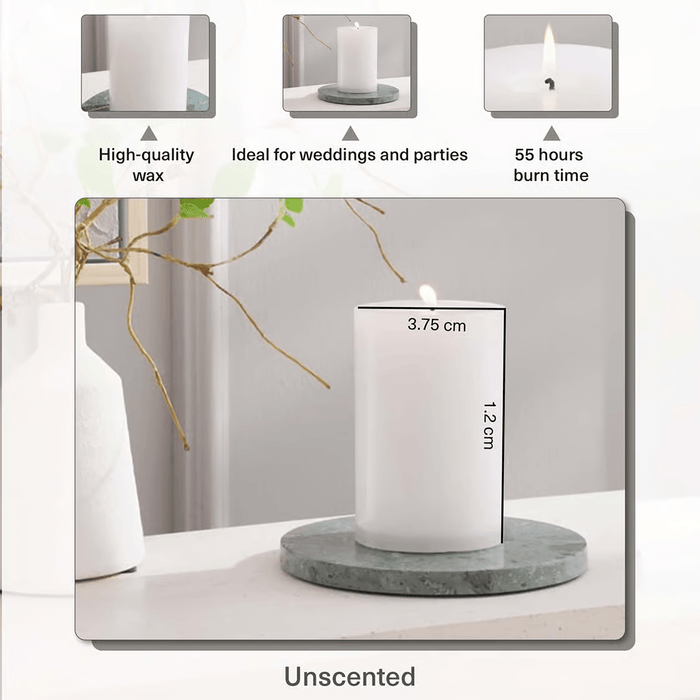 Unscented White Pillar Candle - 55 Hrs