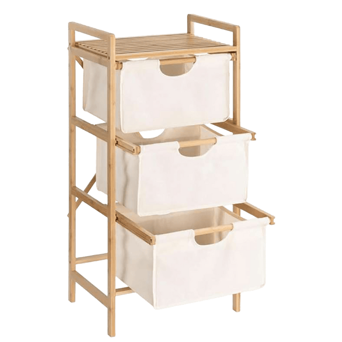 Vesper 3-Tier Bamboo Storage Drawers 95Cm - Natural And White Pan Home