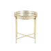 Gold lattice side table with glass top on a transparent background