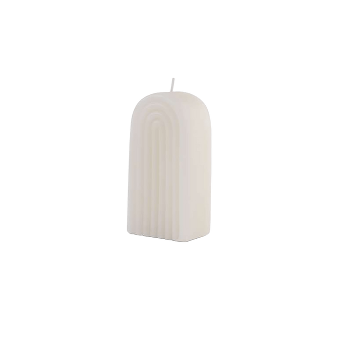 Willa White Ribbed Arch Shaped Deco Candle 190gm - 8Hrs