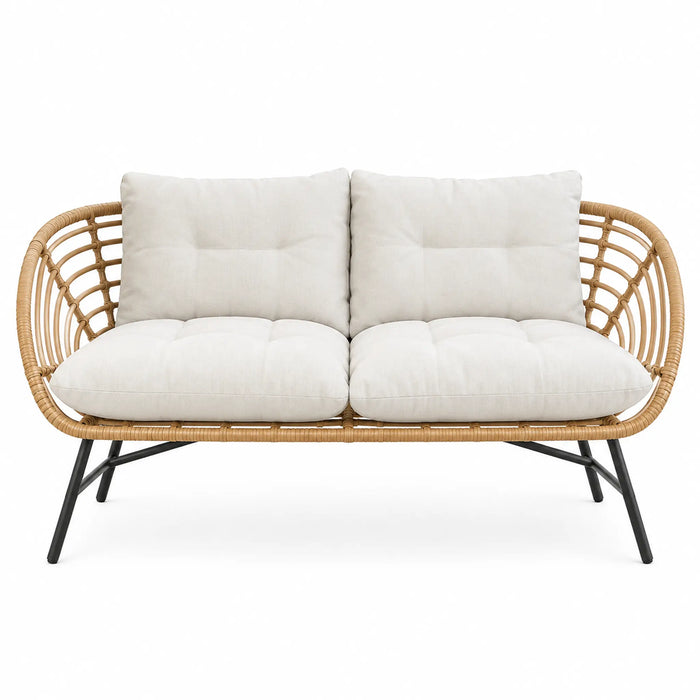 Rattan Outdoor Garden Sofa Set with Nesting Coffee Tables