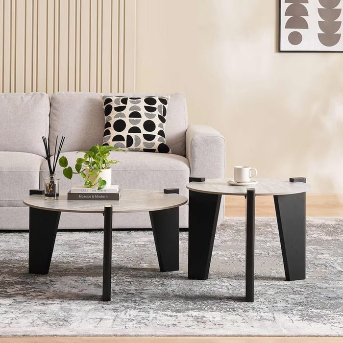 Sawyer Coffee Table Set Of 2 Travertine - Natural Black