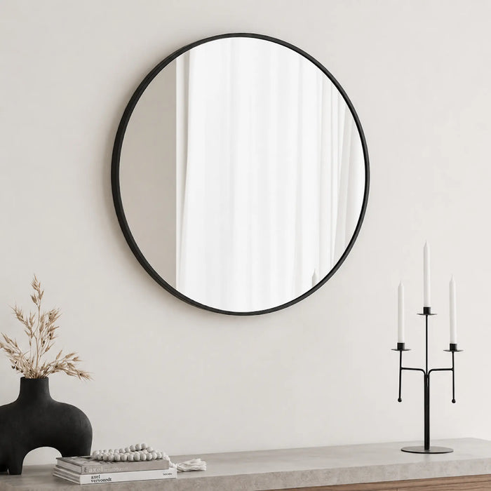 Stanley Metal Wall Mirror Dia 80cm - Black