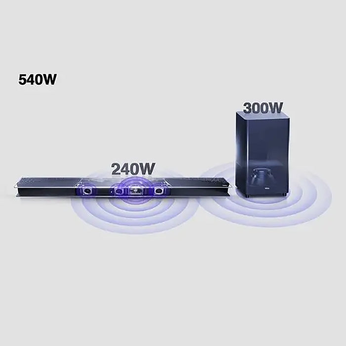 TCL 3.1 Channel RAYDANZ Dolby Atmos Sound Bar | HDMI & Wireless Subwoofer | 540W Audio Power | HDMI Pass-Thru with 4K HDR & Dolby Vision Compatible | Bluetooth & Wi-Fi | Chromecast Built-In | TS9030