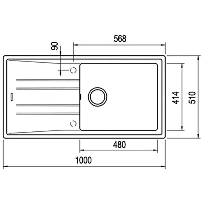 TEKA |STONE 60 L-TG 1B 1D MG|Inset Tegranite Sink with one bowl and one drainer