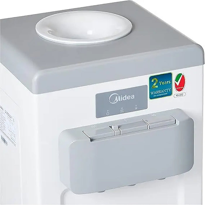 Midea Top Loading Water Dispenser |3-Taps Equipped with Hot, Cold, and Ambient Temperature | Floor Standing | Child Safety Lock for Hot Water Faucet | Best for Home, Office & Pantry | Color: White | Model: YL1917SAE EROS