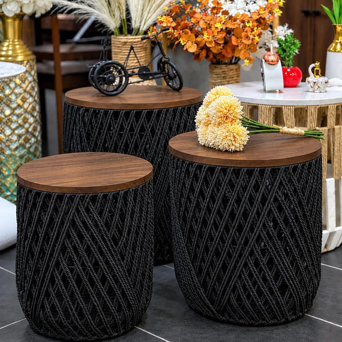 Casa Woven Storage Basket Set of 3 with Lid