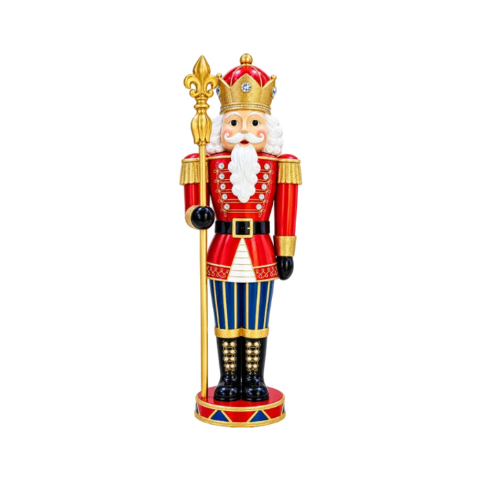 Red and Gold Royal Nutcracker King with Sceptre