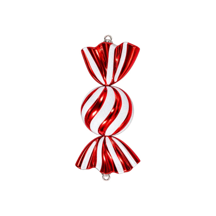 Red and White Metallic Wrapped Candy Ornament