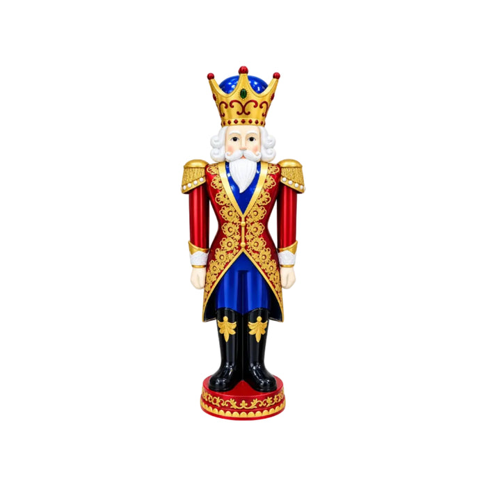 Red Blue and Gold Crowned Nutcracker King Figurine