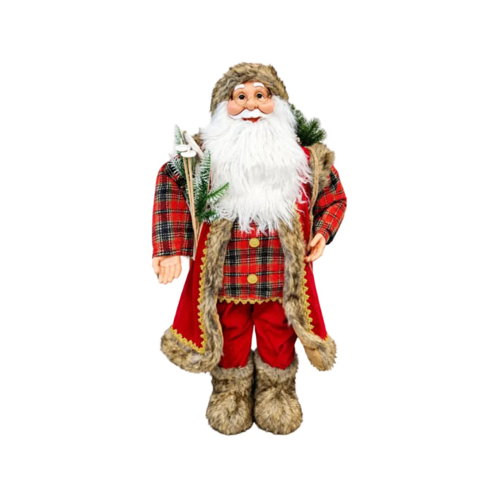 Rustic Tartan Santa Claus Christmas Figurine