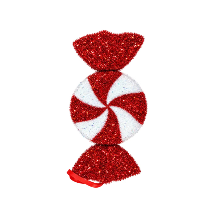 Red and White Glitter Candy Decoration