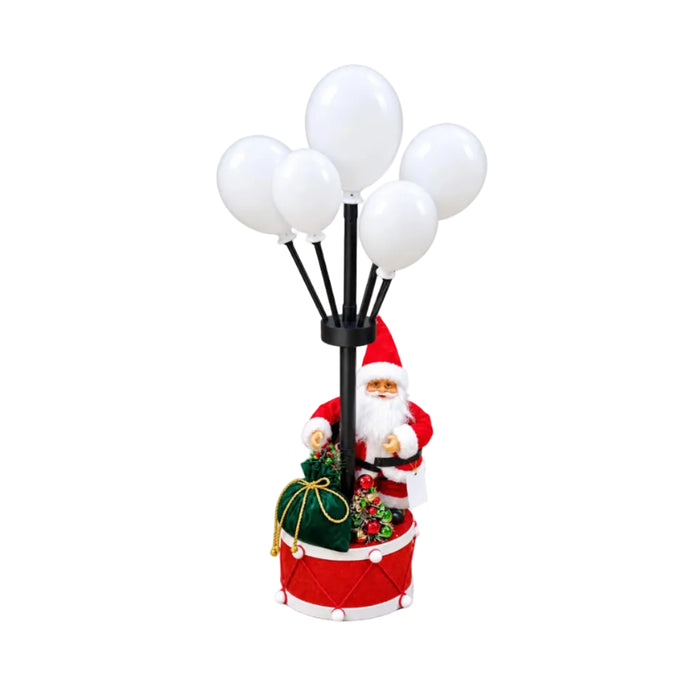 Santa Claus with White Balloon Cluster Display