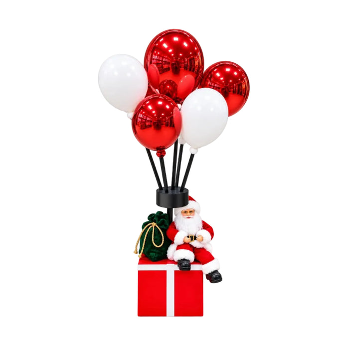 Santa Claus with Red and White Balloon Display