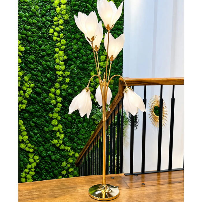Gold Floral Tulip Multi-Light Floor Lamp