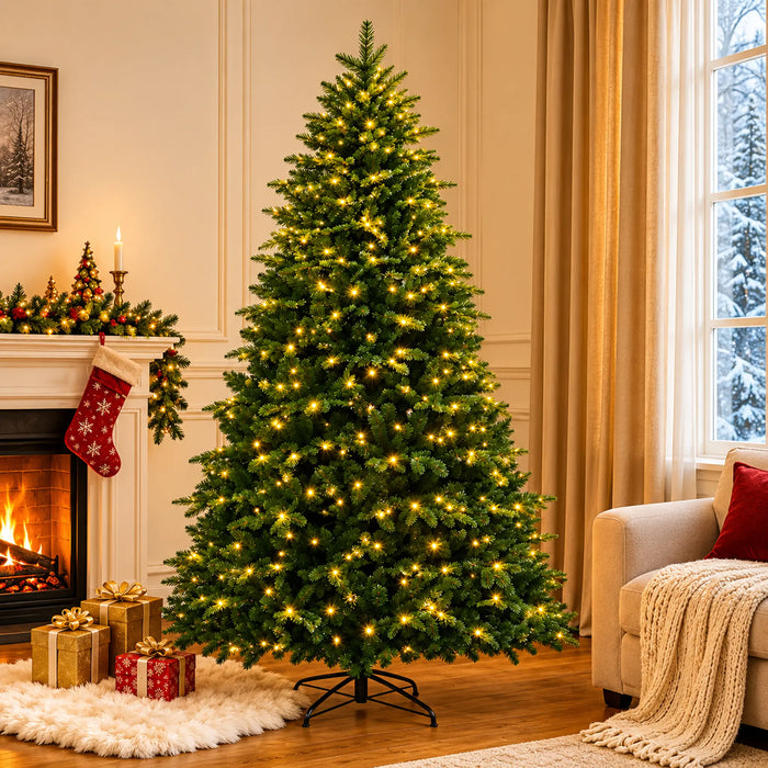 Green Artificial Christmas Tree with Warm White Lights