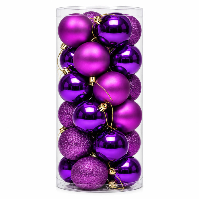 Purple Christmas Bauble Ornament Set