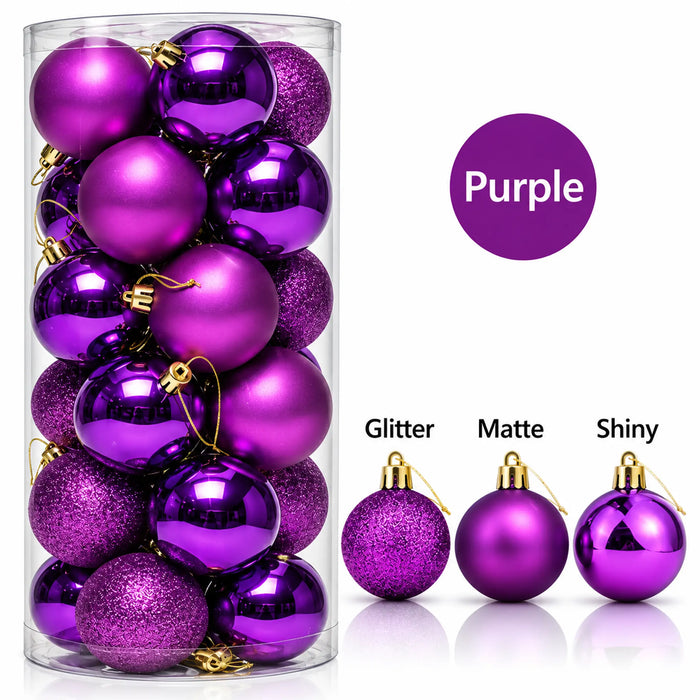 Purple Christmas Bauble Ornament Set