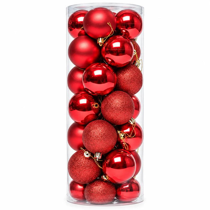 Red Christmas Bauble Ornament Set