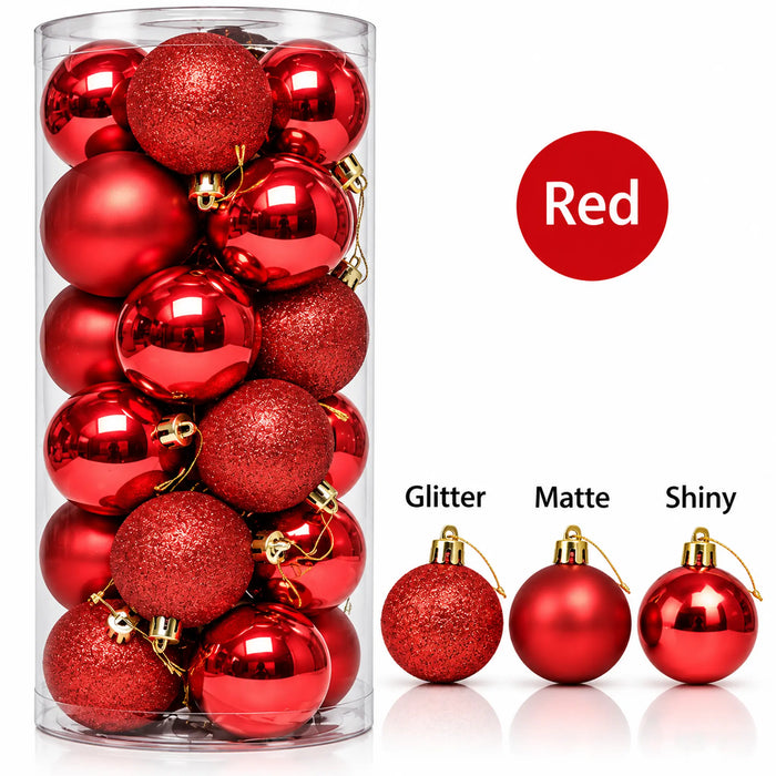 Red Christmas Bauble Ornament Set