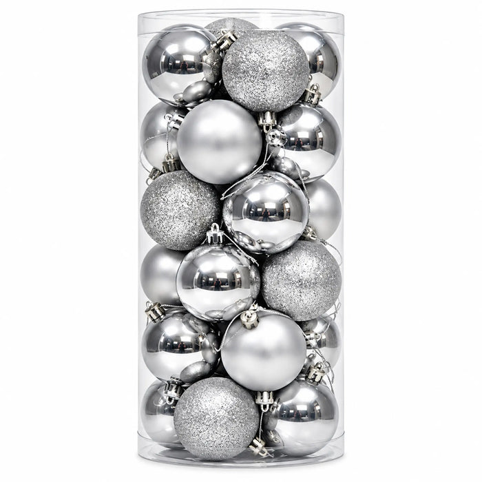 Silver Christmas Bauble Ornament Set