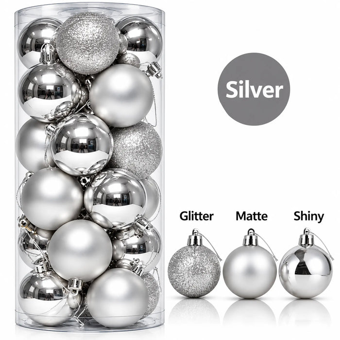 Silver Christmas Bauble Ornament Set