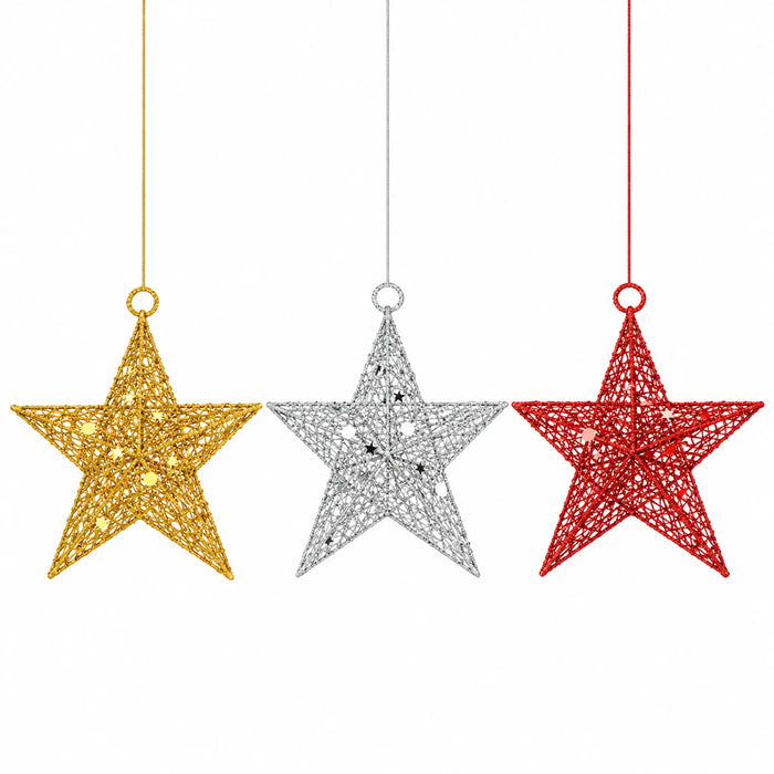 Glitter Mesh Hanging Christmas Star Ornament