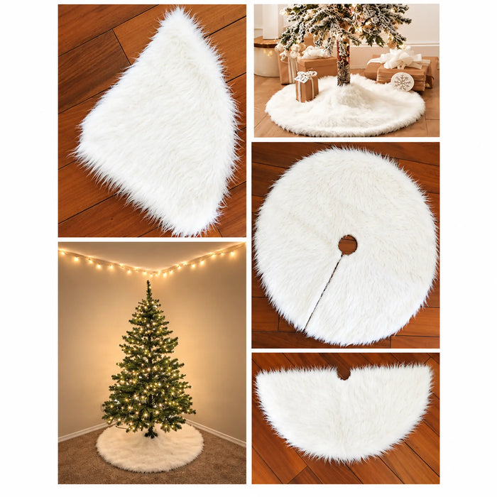 White Faux Fur Christmas Tree Skirt