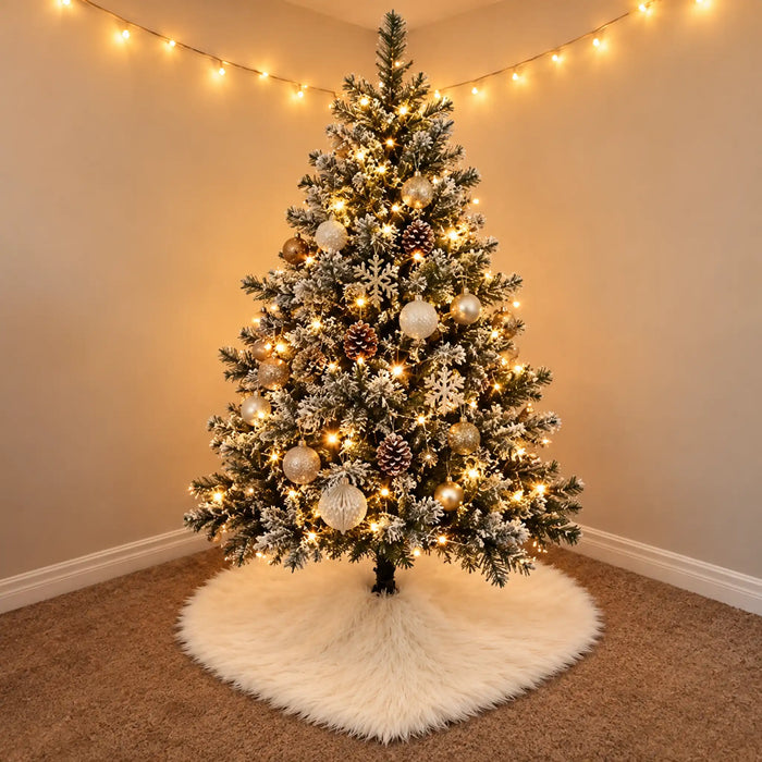 White Faux Fur Christmas Tree Skirt