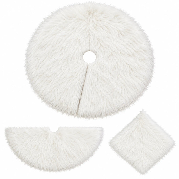White Faux Fur Christmas Tree Skirt