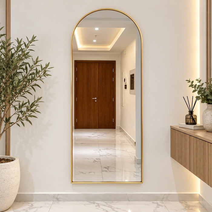 Arched Wall-Mounted Full-Length Mirror