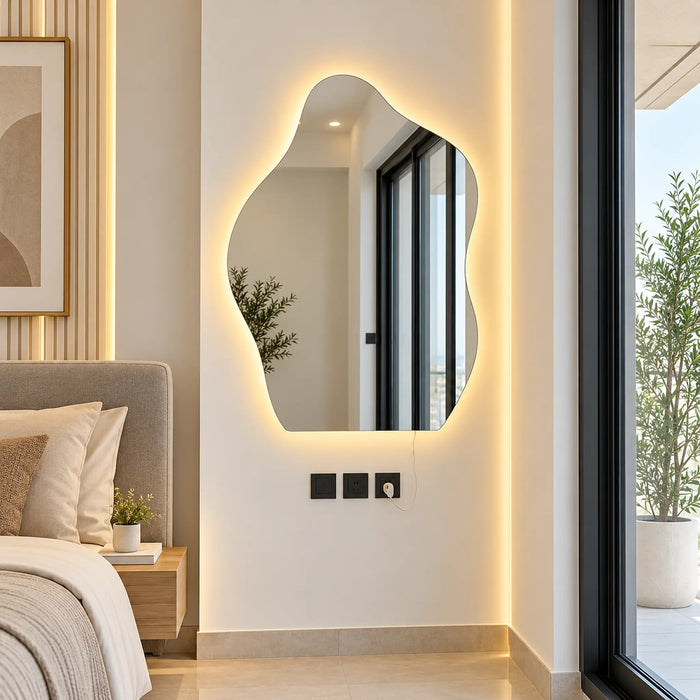 LED Backlit Organic Wave Wall Mirror