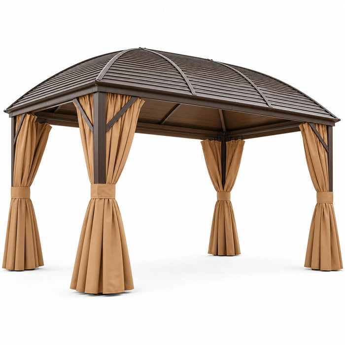 Curved-Roof Garden Gazebo with Curtains