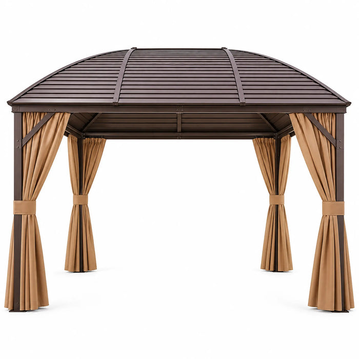 Curved-Roof Garden Gazebo with Curtains