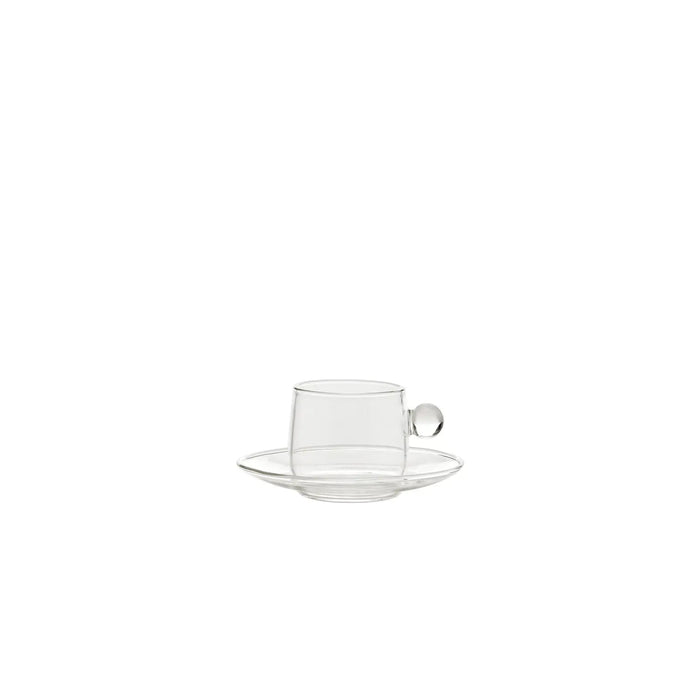 Bilia Coffee Cup Transparent Saucer/Cup, Ball Clear .Ø.60x52mm. CL.12 + PIAT.Ø.110x20mm. - Set of 2