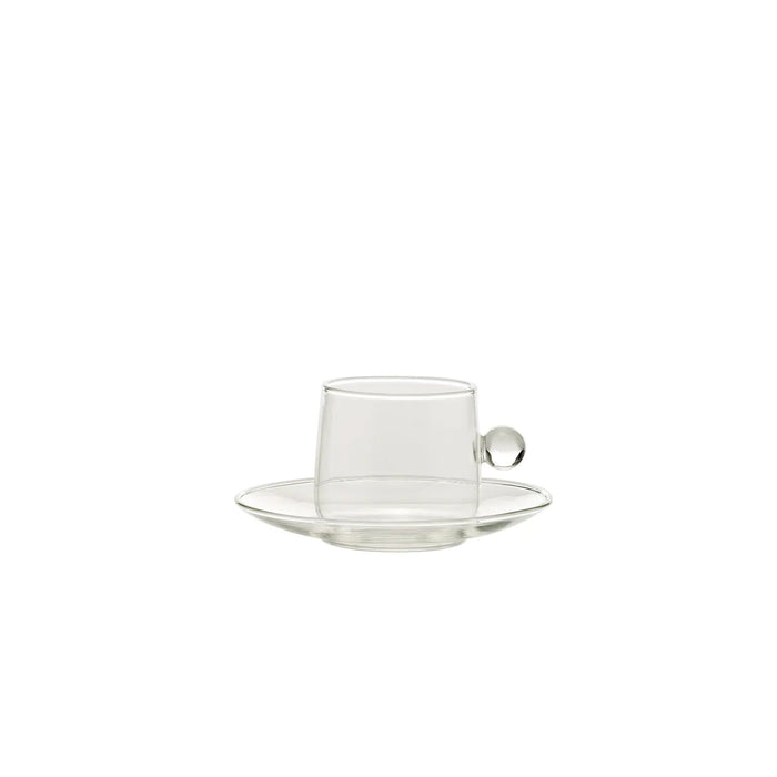Bilia Tea Cup Transparent Saucer/Cup, Ball Clear .Ø.75x65mm. CL.22 + PIAT.Ø.141x19mm.
