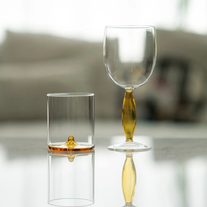 Discobolo Tumbler Clear/Golden Yellow Ø.80x90mm. CL.34,5 - Set of 4